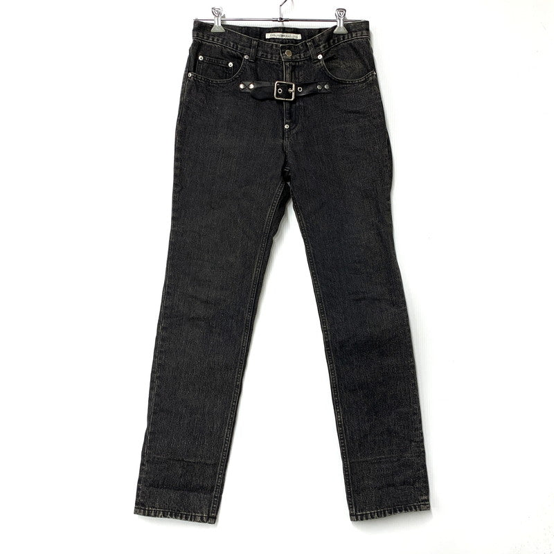 【中古品】【メンズ】 JOHNLAWRENCESULLIVAN ジョン ローレンス サリバン 2B007-0320-34 20AW FRONT SIDE BELTED DENIM PANTS フロント サイド ベルテッド デニム パンツ ボトムス ズボン 151-251123-cs-08-izu サイズ：48 カラー：ブラック 万代Net店