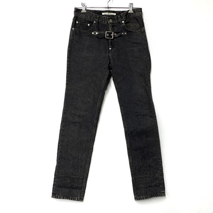 【中古品】【メンズ】 JOHNLAWRENCESULLIVAN ジョン ローレンス サリバン 2B007-0320-34 20AW FRONT SIDE BELTED DENIM PANTS フロント サイド ベルテッド デニム パンツ ボトムス ズボン 151-251123-cs-08-izu サイズ：48 カラー：ブラック 万代Net店