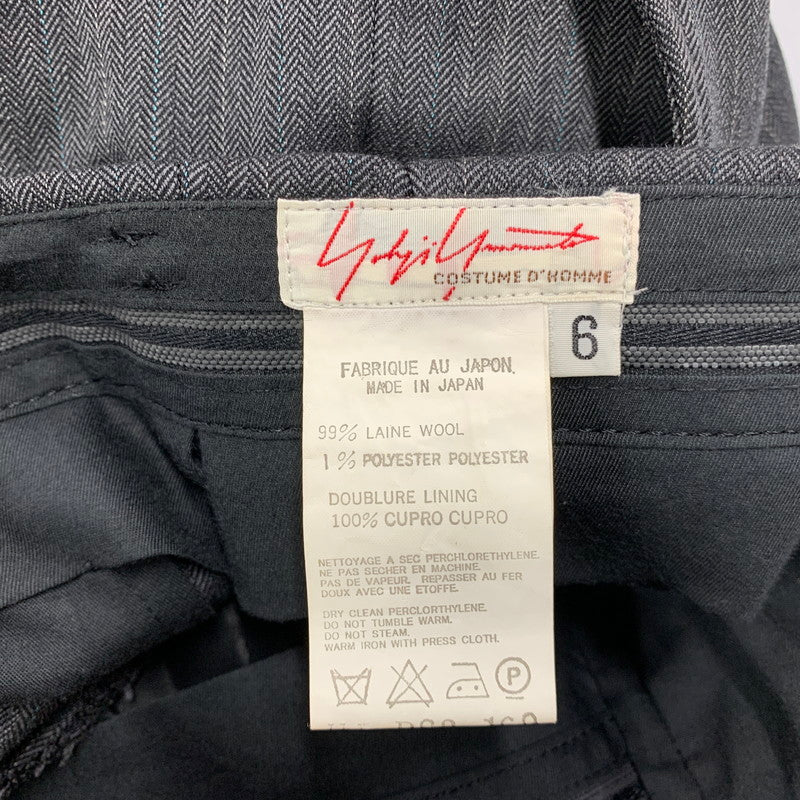【現状渡し品】【メンズ】 YOHJI YAMAMOTO COSTUME D'HOMME ヨウジヤマモトコスチュームドオム STRIPE SET-UP HJ-J80-169 HJ-P83-169 ストライプ セットアップ 140-251122-as-47-izu サイズ：6 カラー：グレー系 万代Net店