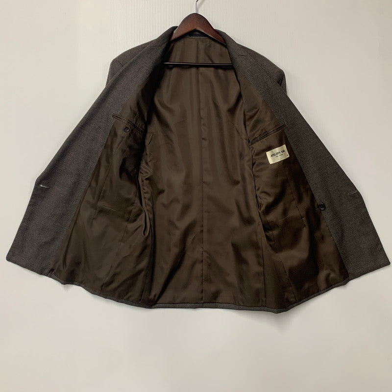 【中古品】【メンズ】 ATELIER SAB FOR MEN アトリエサブメン WOOL DOUBLE-BREASTED JACKET PANTS SET-UP ウール ダブルブレステッドジャケット パンツ セットアップ 140-251129-as-17-izu サイズ：上M/下L カラー：ブラウン 万代Net店