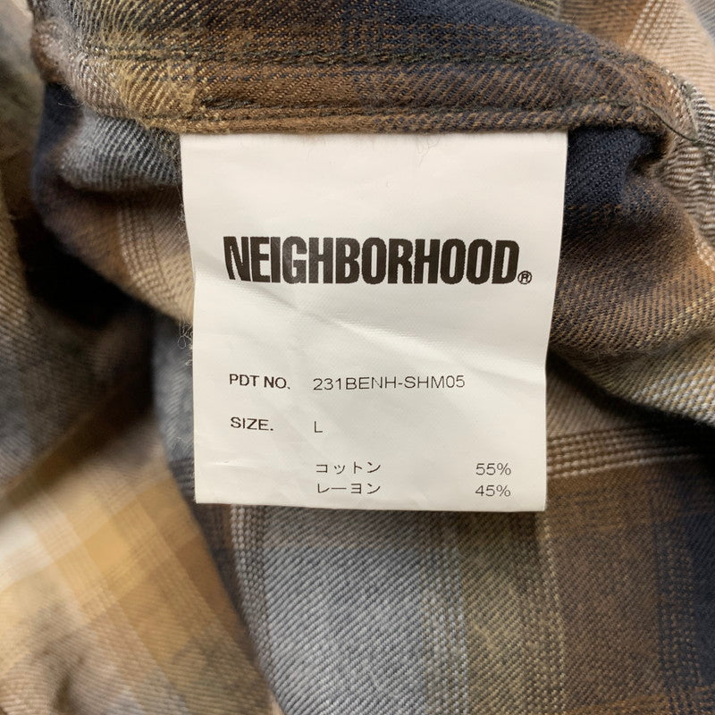 【中古品】【メンズ】 NEIGHBORHOOD ネイバーフッド BLOCKOMBRE SHIRT LS 231BENH-SHM05 ブロックオンブレ シャツ ロングスリーブ 長袖 チェック トップス 142-251124-as-14-izu サイズ：L カラー：マルチカラー 万代Net店