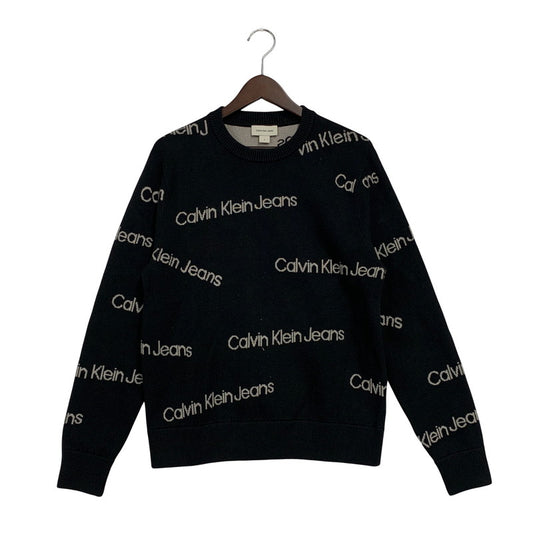 【中古品】【メンズ】 CALVIN KLEIN JEANS カルバン クライン ジーンズ J326794 LOGO CREWNECK KINT ロゴ クルーネック ニット トップス 長袖 141-251128-cs-19-izu サイズ：S カラー：ブラック 万代Net店