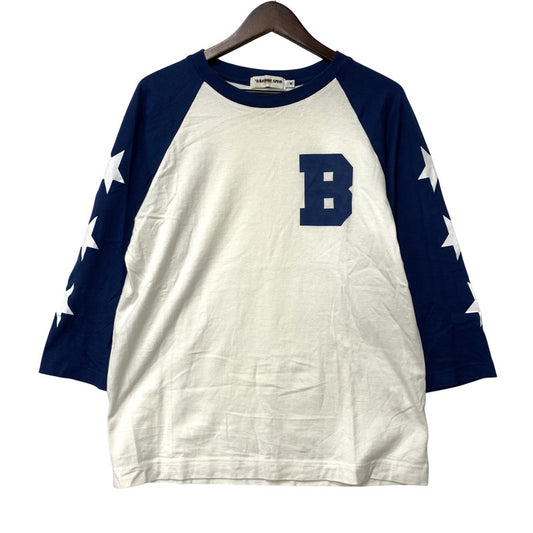 【中古品】【メンズ】 A BATHING APE アベイシングエイプ B RAGLAN SLEEVE TEE ラグラン スリーブ Tシャツ トップス 142-251202-as-18-izu サイズ：M カラー：ホワイト×ブルー 万代Net店