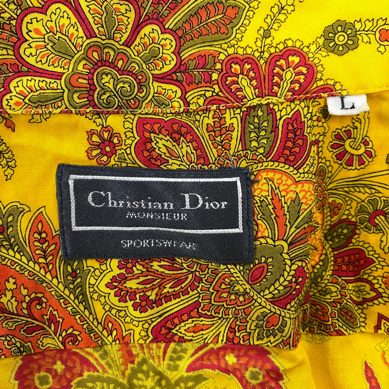 【中古品】【メンズ】 CHRISTIAN DIOR MONSIEUR SPORTSWEAR クリスチャン ディオール ムッシュ スポーツウェア PAISLEY OPEN COLLAR SS SHIRT ペイズリー オープンカラー ショートスリーブ シャツ 半袖 141-251202-as-17-izu サイズ：L カラー：イエロー系 万代Net店