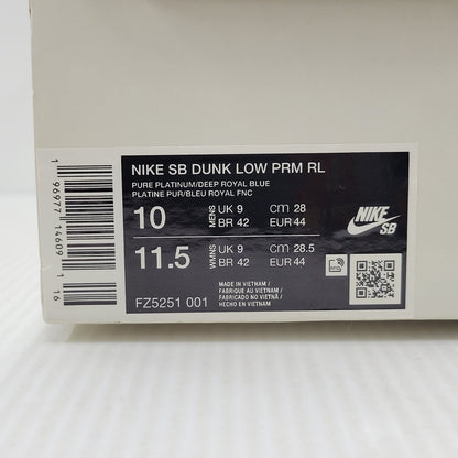 【中古品】【メンズ】 NIKE SB ナイキエスビー × RAYSSA LEAL ライッサ レアウ DUNK LOW PRM RL FZ5251-001 ダンク ロー プレミアム RL スニーカー シューズ 靴 160-251123-as-02-izu サイズ：28cm カラー：PURE PLATINUM/DEEP ROYAL BLUE 万代Net店