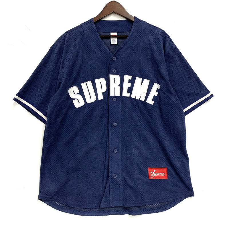 【中古品】【メンズ】 Supreme シュプリーム ULTRASUEDE MESH BASEBALL JERSEY ウルトラスウェード メッシュ ベースボール ジャージー シャツ トップス 149-251124-as-10-izu サイズ：M カラー：ネイビー 万代Net店