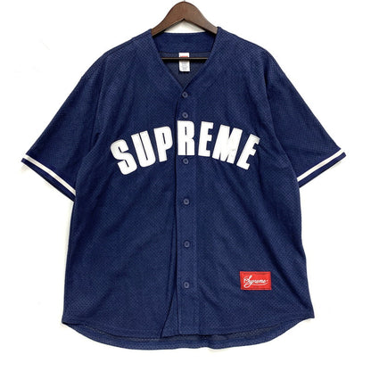 【中古品】【メンズ】 Supreme シュプリーム ULTRASUEDE MESH BASEBALL JERSEY ウルトラスウェード メッシュ ベースボール ジャージー シャツ トップス 149-251124-as-10-izu サイズ：M カラー：ネイビー 万代Net店