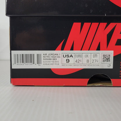 【中古品】【メンズ】 NIKE ナイキ AIR JORDAN 1 RETRO HIGH OG 555088-063 エア ジョーダン 1 レトロ ハイ OG スニーカー シューズ 靴 160-251124-as-06-izu サイズ：27cm カラー：BLACK/VARSITY RED-WHITE 万代Net店