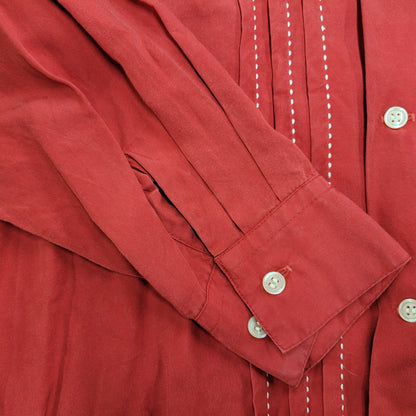 【中古品】【メンズ】 80-90'S 金タグ RAYON OPENCOLLAR LS SHIRT レーヨン オープンカラー ロングスリーブ シャツ トップス 長袖 142-251125-cs-07-izu サイズ：不明 カラー：レッド 万代Net店