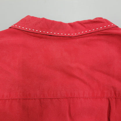 【中古品】【メンズ】 80-90'S 金タグ RAYON OPENCOLLAR LS SHIRT レーヨン オープンカラー ロングスリーブ シャツ トップス 長袖 142-251125-cs-07-izu サイズ：不明 カラー：レッド 万代Net店