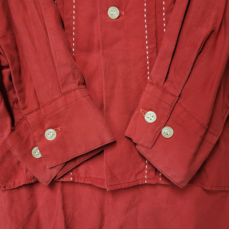 【中古品】【メンズ】 80-90'S 金タグ RAYON OPENCOLLAR LS SHIRT レーヨン オープンカラー ロングスリーブ シャツ トップス 長袖 142-251125-cs-07-izu サイズ：不明 カラー：レッド 万代Net店