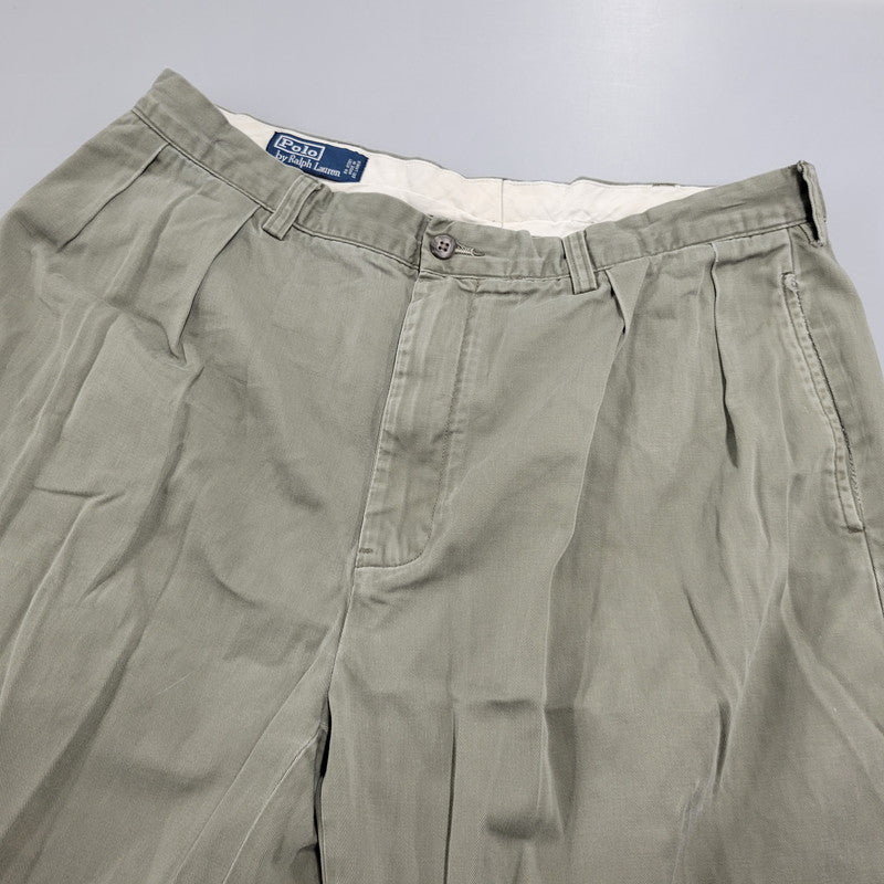 【現状渡し品】【メンズ】 Polo by Ralph Lauren ポロバイラルフローレン WIDE CHINO PANTS ワイド チノパンツ ボトムス 157-251203-as-19-izu サイズ：36×32 カラー：カーキ系 万代Net店