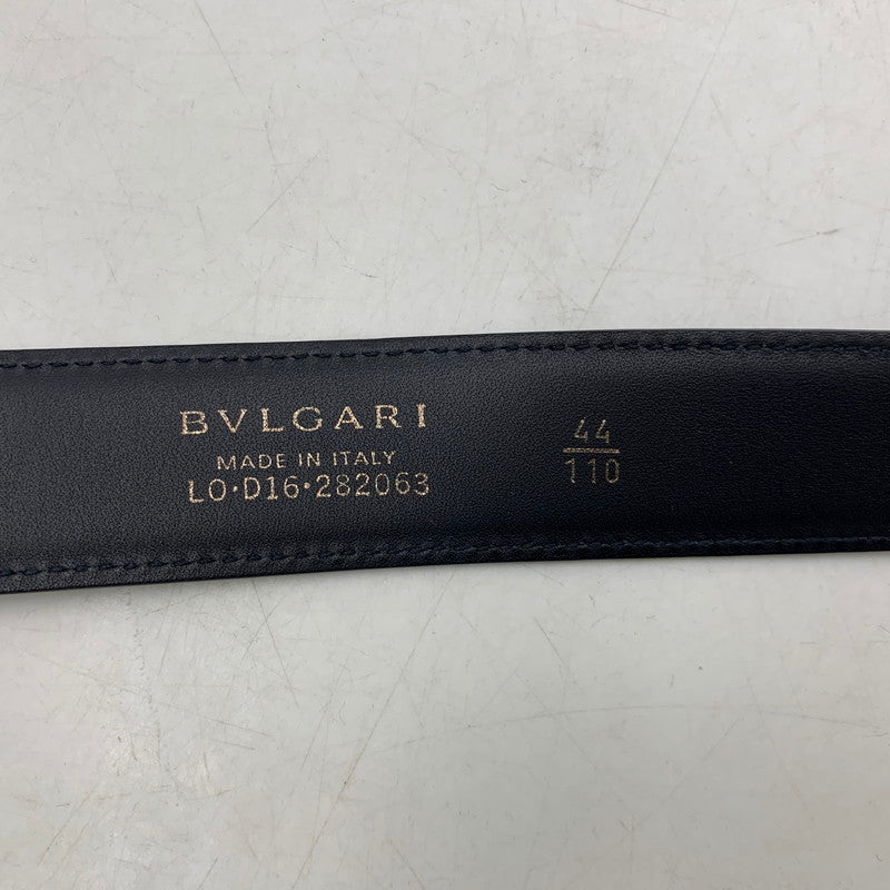 【中古品】【メンズ/レディース】 BVLGARI ブルガリ LEATHER BELT レザーベルト 小物 183-251125-as-33-izu サイズ：44/110 カラー：ネイビー 万代Net店