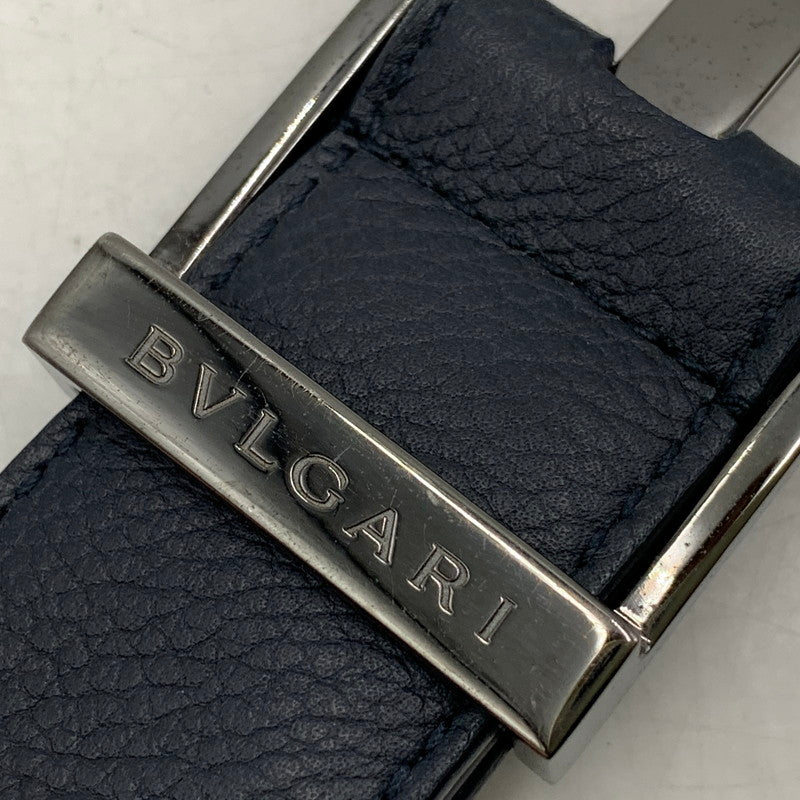 【中古品】【メンズ/レディース】 BVLGARI ブルガリ LEATHER BELT レザーベルト 小物 183-251125-as-33-izu サイズ：44/110 カラー：ネイビー 万代Net店