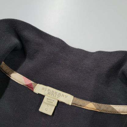 【中古品】【メンズ】 BURBERRY BRIT バーバリーブリット HALF ZIP SWEATSHIRT ハーフジップ スウェットシャツ 長袖 トップス 141-251203-as-09-izu サイズ：L カラー：ブラック 万代Net店