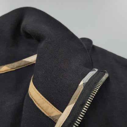 【中古品】【メンズ】 BURBERRY BRIT バーバリーブリット HALF ZIP SWEATSHIRT ハーフジップ スウェットシャツ 長袖 トップス 141-251203-as-09-izu サイズ：L カラー：ブラック 万代Net店