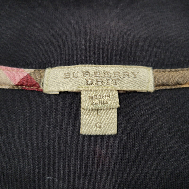 【中古品】【メンズ】 BURBERRY BRIT バーバリーブリット HALF ZIP SWEATSHIRT ハーフジップ スウェットシャツ 長袖 トップス 141-251203-as-09-izu サイズ：L カラー：ブラック 万代Net店