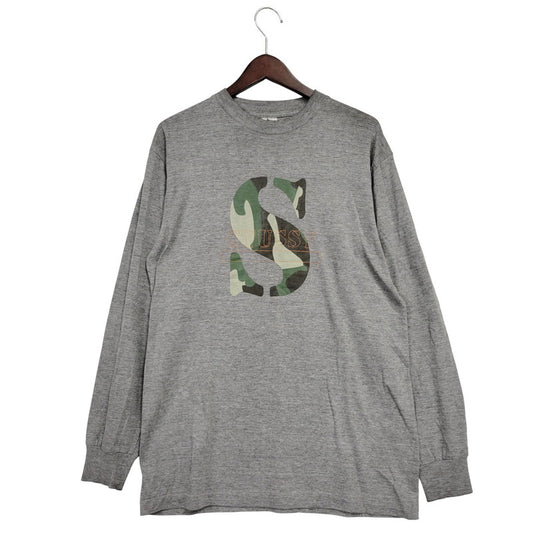 【中古品】【メンズ】 OLD STUSSY オールドステューシー CAMO S LOGO LS TEE カモ Sロゴ ロングスリーブ Tシャツ USA製 白タグ 長袖 トップス 142-251203-as-01-izu サイズ：M カラー：グレー 万代Net店