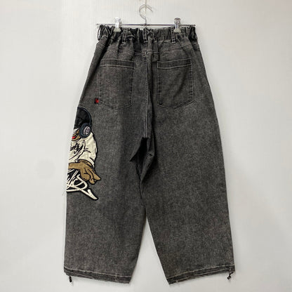 【中古品】【メンズ】 BLANKY JET ブランキージェット BIG LEATHER WAPPEN DENIM PANTS ビッグ レザー ワッペン デニムパンツ ジーンズ ボトムス 153-251207-as-09-izu サイズ：2 カラー：ブラック系 万代Net店