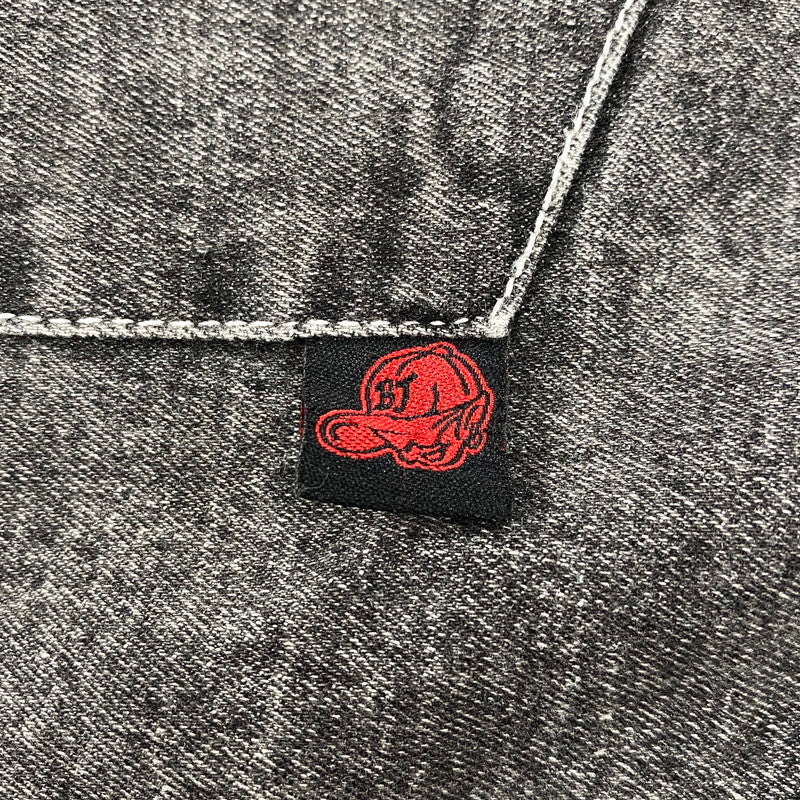 【中古品】【メンズ】 BLANKY JET ブランキージェット BIG LEATHER WAPPEN DENIM PANTS ビッグ レザー ワッペン デニムパンツ ジーンズ ボトムス 153-251207-as-09-izu サイズ：2 カラー：ブラック系 万代Net店