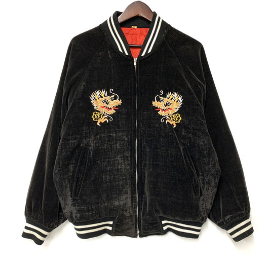 【現状渡し品】【メンズ】 USED VINTAGE DRAGON×JAPAN SOUVENIR JACKET 別珍 スーベニアジャケット スカジャン アウター 146-251204-as-15-izu サイズ：FREE カラー：ブラック系 万代Net店