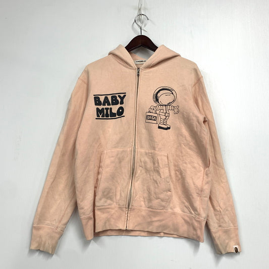 【現状渡し品】【メンズ】 A BAITHING APE アベイシングエイプ BABY MILO ベイビーマイロ GO! MOON! GO! ゴー ムーン ゴーZIP UP HOODIE ジップアップ フーディー パーカー 142-251128-ya-10-izu サイズ：M カラー：ピンク 万代Net店