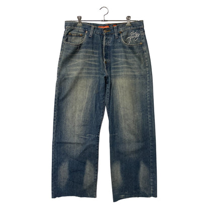 【現状渡し品】【メンズ】 ED HARDY エドハーディ EMBROIDERY WIDE DENIM PANTS エンブロイダリー ワイド デニムパンツ ジーンズ ボトムス 157-251207-as-07-izu サイズ：36 カラー：インディゴ 万代Net店