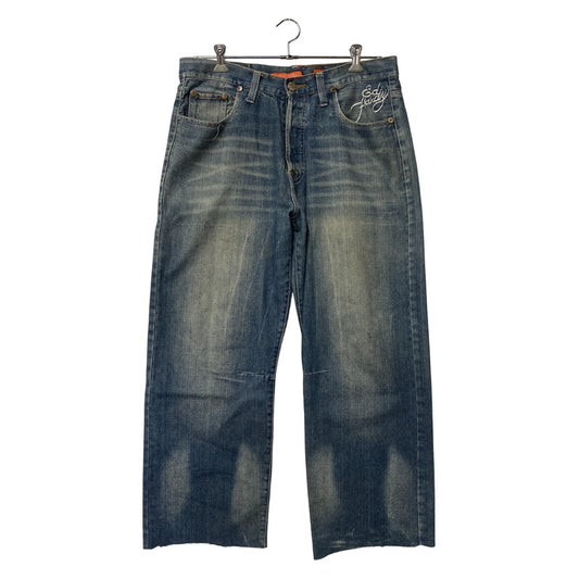 【現状渡し品】【メンズ】 ED HARDY エドハーディ EMBROIDERY WIDE DENIM PANTS エンブロイダリー ワイド デニムパンツ ジーンズ ボトムス 157-251207-as-07-izu サイズ：36 カラー：インディゴ 万代Net店