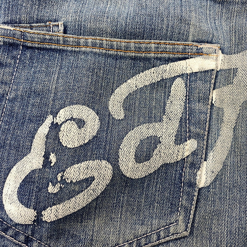 【現状渡し品】【メンズ】 ED HARDY エドハーディ EMBROIDERY WIDE DENIM PANTS エンブロイダリー ワイド デニムパンツ ジーンズ ボトムス 157-251207-as-07-izu サイズ：36 カラー：インディゴ 万代Net店