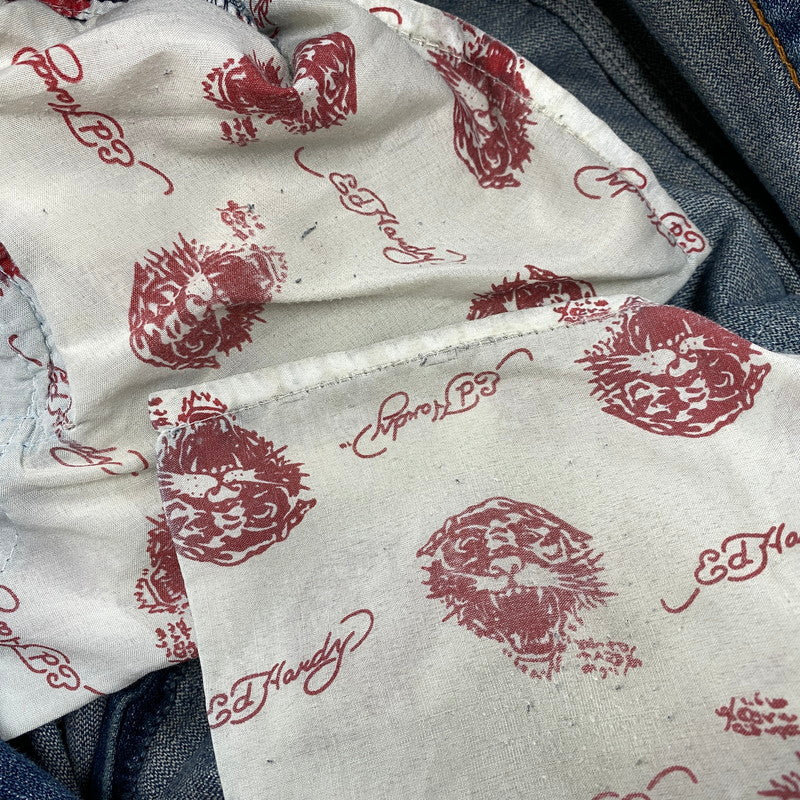 【現状渡し品】【メンズ】 ED HARDY エドハーディ EMBROIDERY WIDE DENIM PANTS エンブロイダリー ワイド デニムパンツ ジーンズ ボトムス 157-251207-as-07-izu サイズ：36 カラー：インディゴ 万代Net店