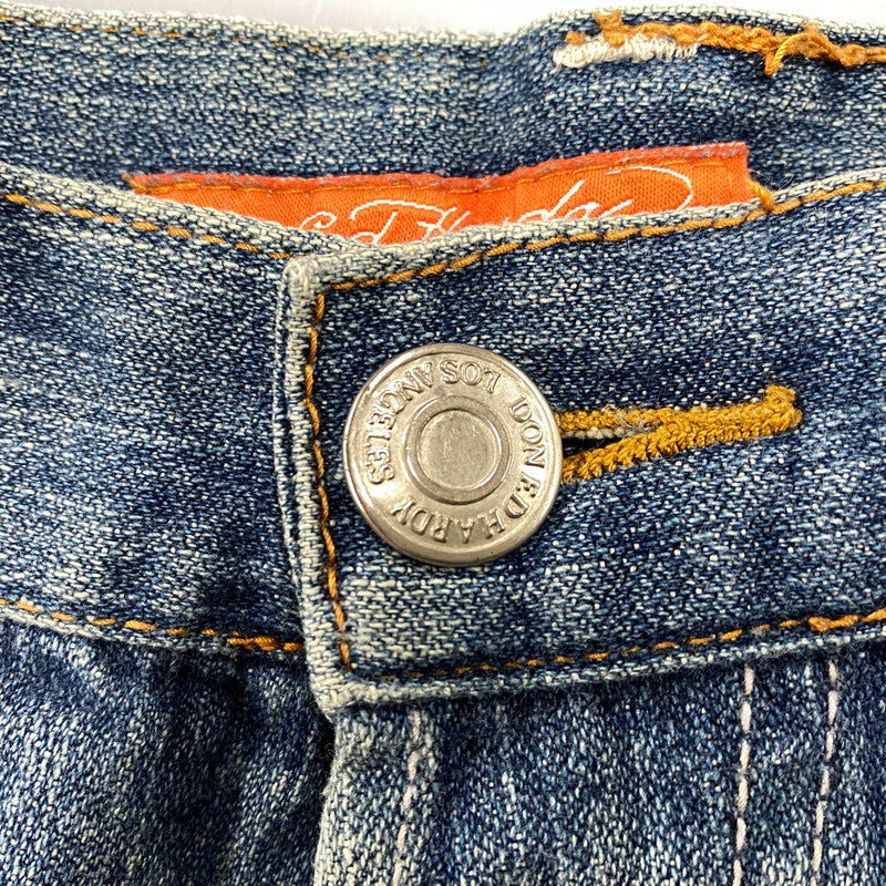 【現状渡し品】【メンズ】 ED HARDY エドハーディ EMBROIDERY WIDE DENIM PANTS エンブロイダリー ワイド デニムパンツ ジーンズ ボトムス 157-251207-as-07-izu サイズ：36 カラー：インディゴ 万代Net店