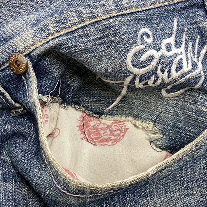 【現状渡し品】【メンズ】 ED HARDY エドハーディ EMBROIDERY WIDE DENIM PANTS エンブロイダリー ワイド デニムパンツ ジーンズ ボトムス 157-251207-as-07-izu サイズ：36 カラー：インディゴ 万代Net店