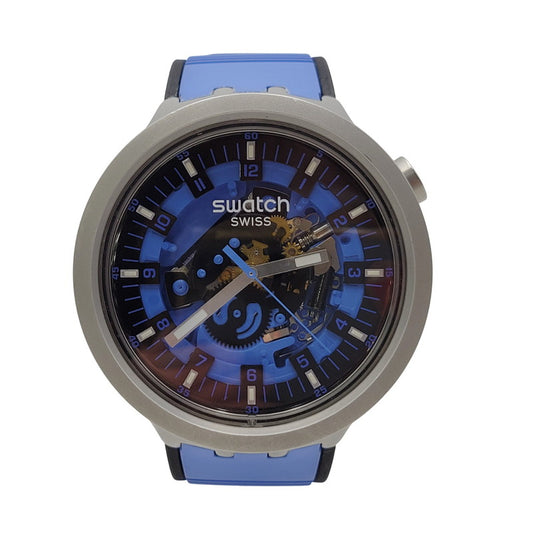 【中古品】【メンズ/レディース】 Swatch スウォッチ SB07S106 BIG BOLD IRONY COLLECTION BLUE DAZE ビッグ ボールド アイロニー コレクション ブルー デイズ 腕時計 197-251128-cs-05-izu カラー：シルバー×ブラック×ブルー 万代Net店