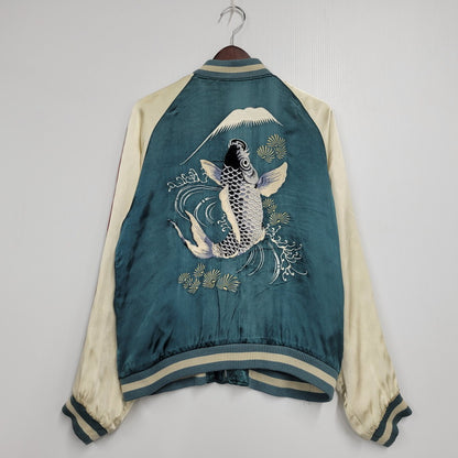 【現状渡し品】【メンズ】 百花繚乱 ヒャッカリョウラン 61523311 鯉×和柄 SOUVENIR JACKET スーベニア ジャケット アウター 145-251127-cs-01-izu サイズ：M カラー：ブルー系×ベージュ 万代Net店