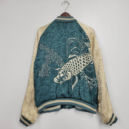 【現状渡し品】【メンズ】 百花繚乱 ヒャッカリョウラン 61523311 鯉×和柄 SOUVENIR JACKET スーベニア ジャケット アウター 145-251127-cs-01-izu サイズ：M カラー：ブルー系×ベージュ 万代Net店