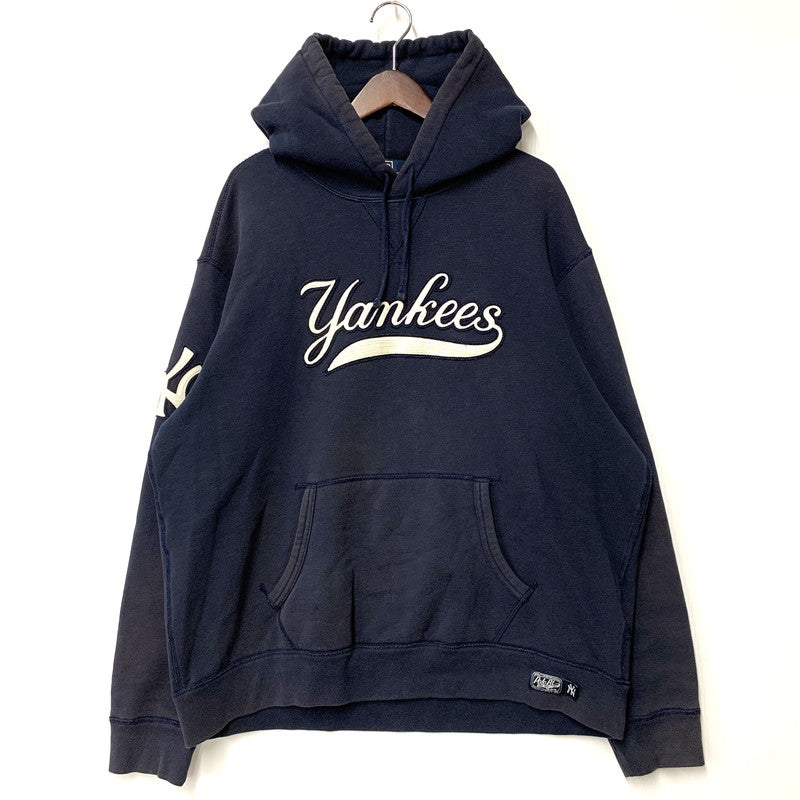 【中古品】【メンズ】 Polo by Ralph Lauren ポロバイラルフローレン × NEW YORK YANKEES ニューヨークヤンキース WAPPEN HOODED SWEAT SHIRT 710810472001 ワッペン フーデッド スウェットシャツ パーカー 147-251204-as-10-izu サイズ：XL カラー：ネイビー 万代Net店