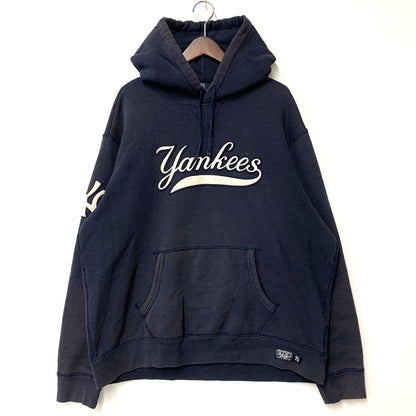 【中古品】【メンズ】 Polo by Ralph Lauren ポロバイラルフローレン × NEW YORK YANKEES ニューヨークヤンキース WAPPEN HOODED SWEAT SHIRT 710810472001 ワッペン フーデッド スウェットシャツ パーカー 147-251204-as-10-izu サイズ：XL カラー：ネイビー 万代Net店