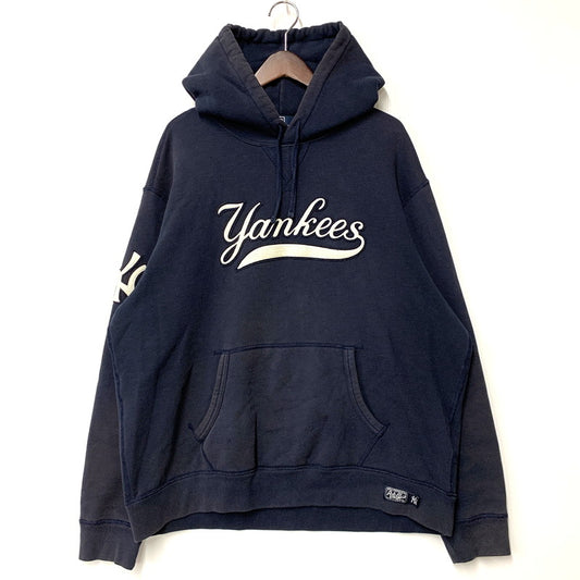 【中古品】【メンズ】 Polo by Ralph Lauren ポロバイラルフローレン × NEW YORK YANKEES ニューヨークヤンキース WAPPEN HOODED SWEAT SHIRT 710810472001 ワッペン フーデッド スウェットシャツ パーカー 147-251204-as-10-izu サイズ：XL カラー：ネイビー 万代Net店