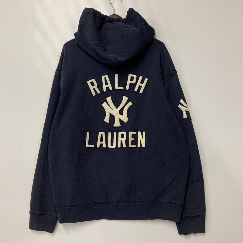 【中古品】【メンズ】 Polo by Ralph Lauren ポロバイラルフローレン × NEW YORK YANKEES ニューヨークヤンキース WAPPEN HOODED SWEAT SHIRT 710810472001 ワッペン フーデッド スウェットシャツ パーカー 147-251204-as-10-izu サイズ：XL カラー：ネイビー 万代Net店
