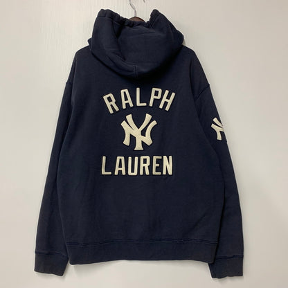 【中古品】【メンズ】 Polo by Ralph Lauren ポロバイラルフローレン × NEW YORK YANKEES ニューヨークヤンキース WAPPEN HOODED SWEAT SHIRT 710810472001 ワッペン フーデッド スウェットシャツ パーカー 147-251204-as-10-izu サイズ：XL カラー：ネイビー 万代Net店