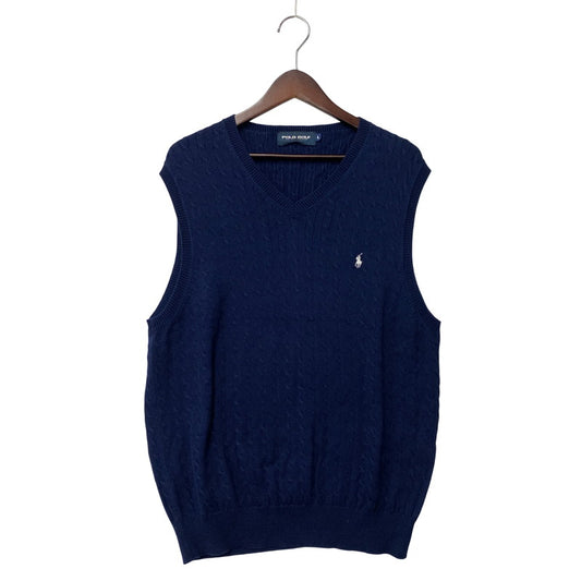 【中古品】【メンズ】 POLO GOLF RALPH LAUREN ポロゴルフラルフローレン CABLE KNIT VEST ケーブルニットベスト トップス 146-251207-as-10-izu サイズ：L カラー：ネイビー 万代Net店