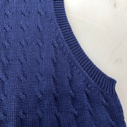 【中古品】【メンズ】 POLO GOLF RALPH LAUREN ポロゴルフラルフローレン CABLE KNIT VEST ケーブルニットベスト トップス 146-251207-as-10-izu サイズ：L カラー：ネイビー 万代Net店