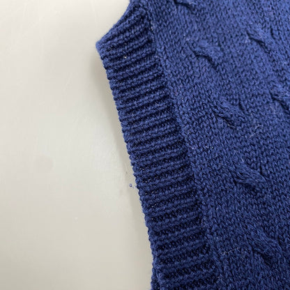 【中古品】【メンズ】 POLO GOLF RALPH LAUREN ポロゴルフラルフローレン CABLE KNIT VEST ケーブルニットベスト トップス 146-251207-as-10-izu サイズ：L カラー：ネイビー 万代Net店