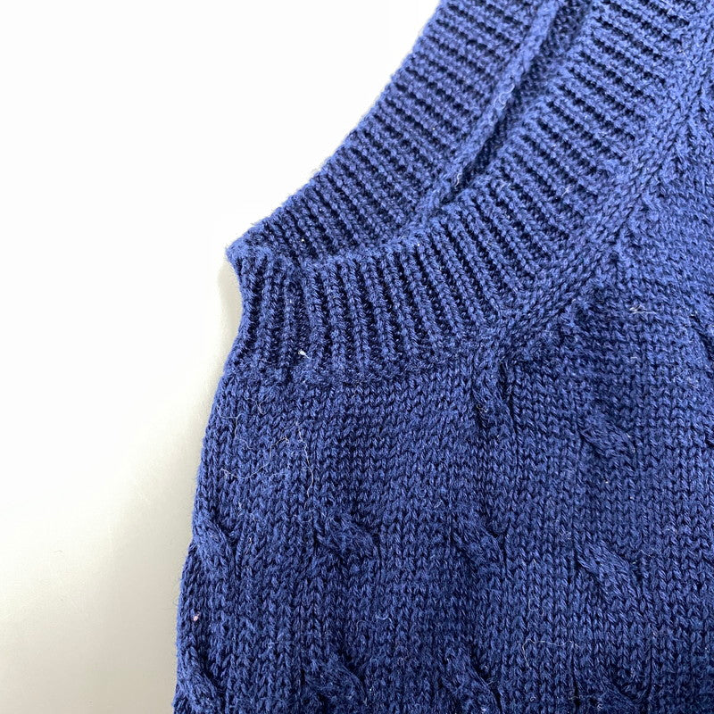 【中古品】【メンズ】 POLO GOLF RALPH LAUREN ポロゴルフラルフローレン CABLE KNIT VEST ケーブルニットベスト トップス 146-251207-as-10-izu サイズ：L カラー：ネイビー 万代Net店