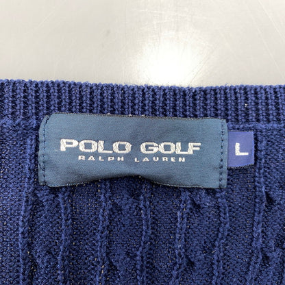 【中古品】【メンズ】 POLO GOLF RALPH LAUREN ポロゴルフラルフローレン CABLE KNIT VEST ケーブルニットベスト トップス 146-251207-as-10-izu サイズ：L カラー：ネイビー 万代Net店