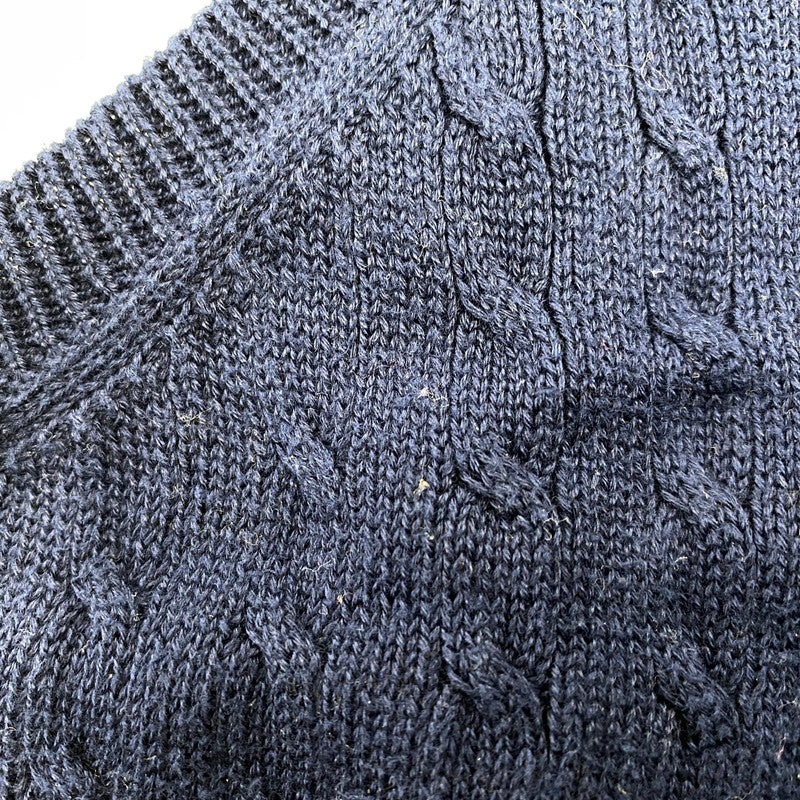 【中古品】【メンズ】 POLO GOLF RALPH LAUREN ポロゴルフラルフローレン CABLE KNIT VEST ケーブルニットベスト トップス 146-251207-as-10-izu サイズ：L カラー：ネイビー 万代Net店