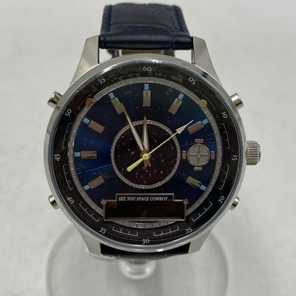 【中古美品】【メンズ/レディース】 カウボーイビバップ スパイク・スピーゲル LEATHER BAND CHRONOGRAPH QUARTZ レザー バンド クロノグラフ クォーツ 時計 腕時計 197-260531-kh-04-izu カラー：ネイビー 万代Net店