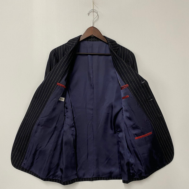【中古品】【メンズ】 PAUL SMITH LONDON ポール スミス ロンドン WOOL STRIPE 3B TAILORED JACKET ウール ストライプ テーラード ジャケット 日本製 FM-ST-46452 141-260104-yn-01-izu サイズ：M カラー：ネイビー 万代Net店