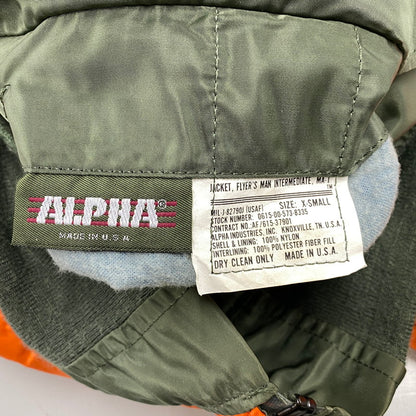 【中古品】【メンズ】 ALPHA INDUSTRIES アルファ インダストリーズ 0615-00-573-8335 USA製 80S-90S MA-1 FLIGHT JACKET フライト ジャケット アウター 146-251205-ya-16-izu サイズ：XS カラー：カーキ 万代Net店