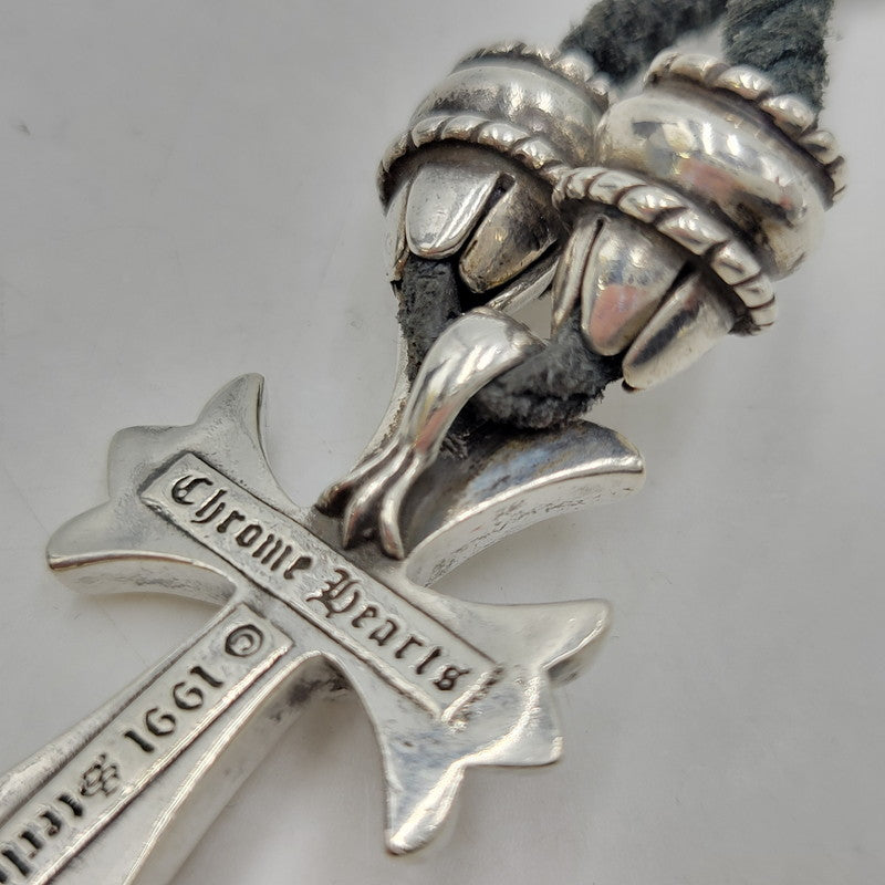 【中古品】【メンズ/レディース】 CHROME HEARTS クロムハーツ LEATHER BRAID CH CRS SML CL NECKLACE レザーブレード スモールCHクロス ネックレス アクセサリー 190-251214-as-17-izu カラー：シルバー×ブラック 万代Net店